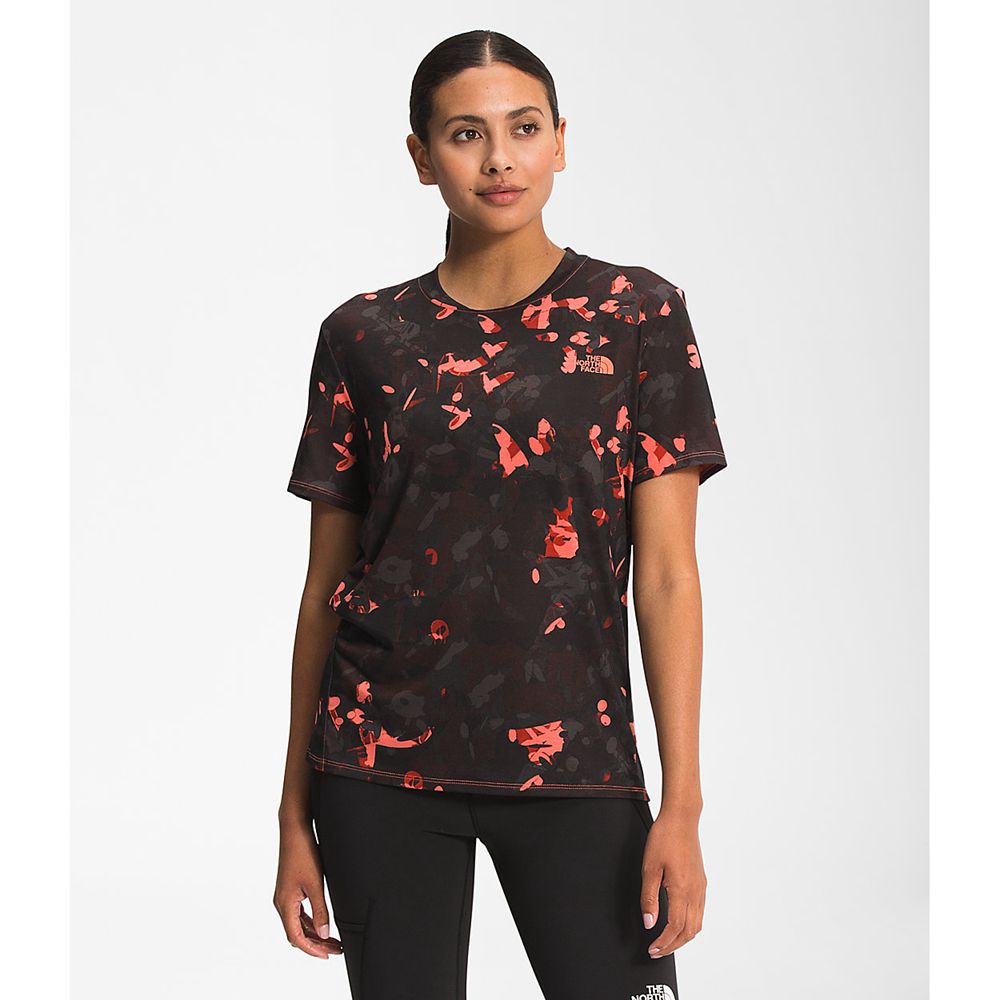 The North Face T-Shirts Womens Australia - The North Face Printed Wander S/S Orange (ZJC-057263)